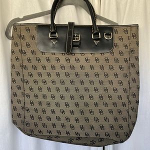Black and Gray Canvas DB Signature Handbag